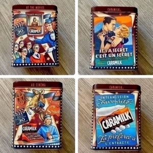 Vintage retro 1970’s CARAMILK collectible tin can with hinged lid. EEUC.
